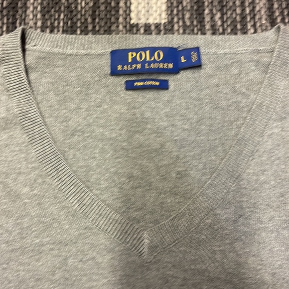 Polo Ralph Lauren Large Gray Pima Cotton Light Weight Mens Sweater - Picture 2 of 2
